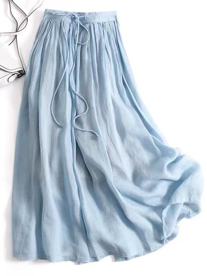 Lovevop Women's Cotton Linen Wrap Skirt with Tie Waist - Double Layer Anti-Slip Design for Casual Wear - Perfect for Beach, Vacation and Summer Outfits