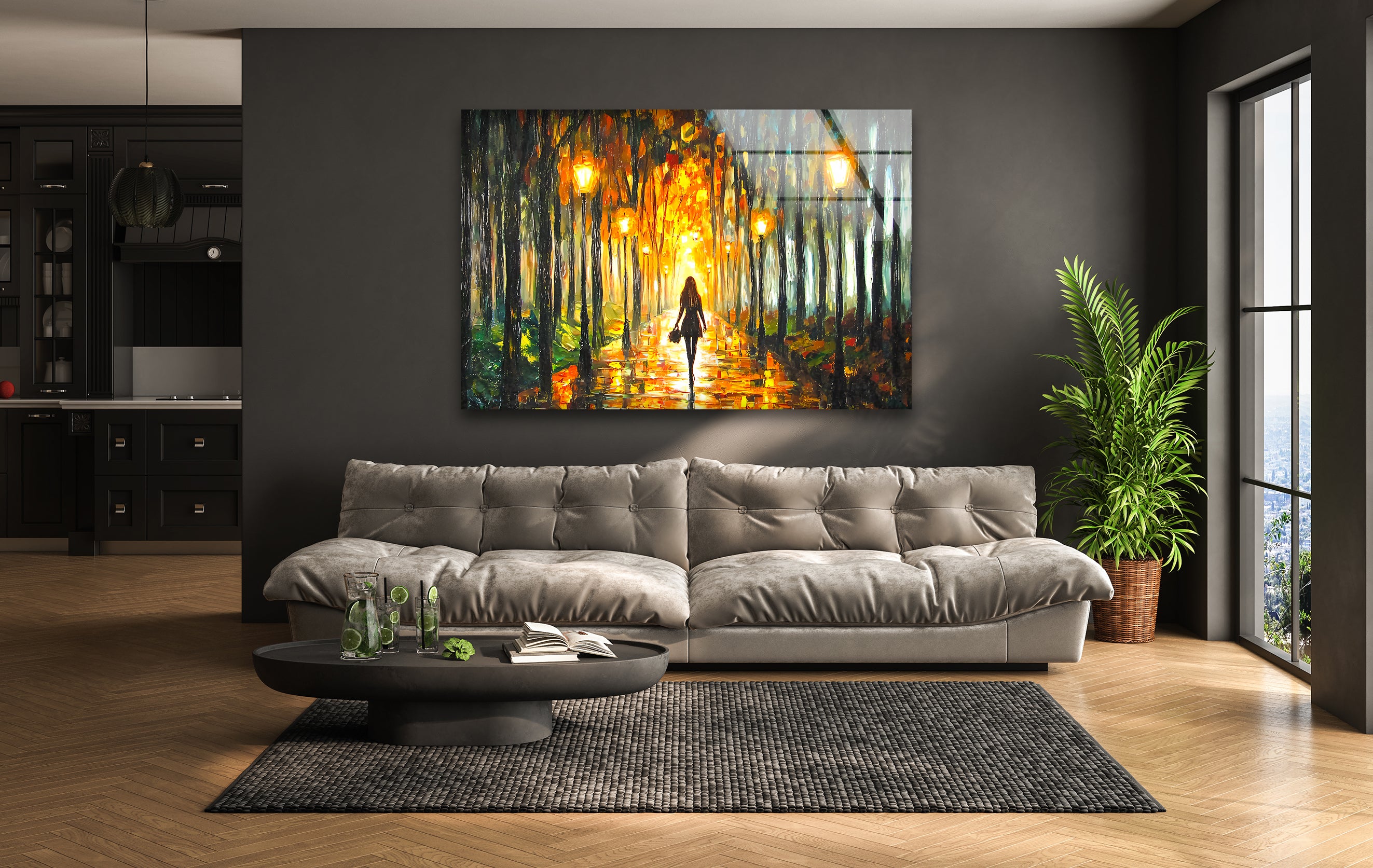 Original Afremov Woman Art Glass Wall Painting - Handmade Canvas Print for Living Room, Bedroom & Office Decor