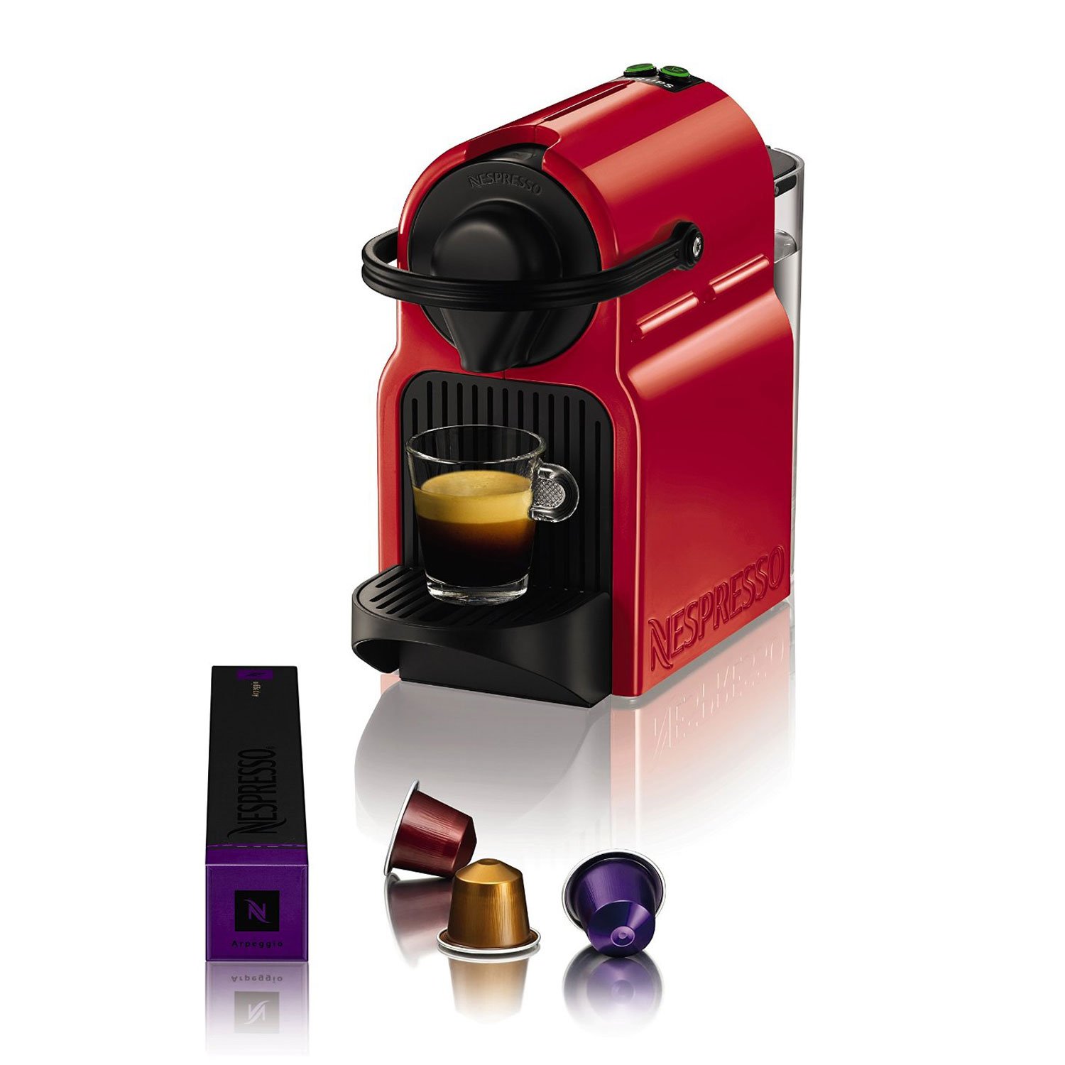 Krups Nespresso Inissia XN1005 Espresso Machine - 19 Bar Pressure, Compact & Fast, Red - Perfect for Home, Office, or Gifts