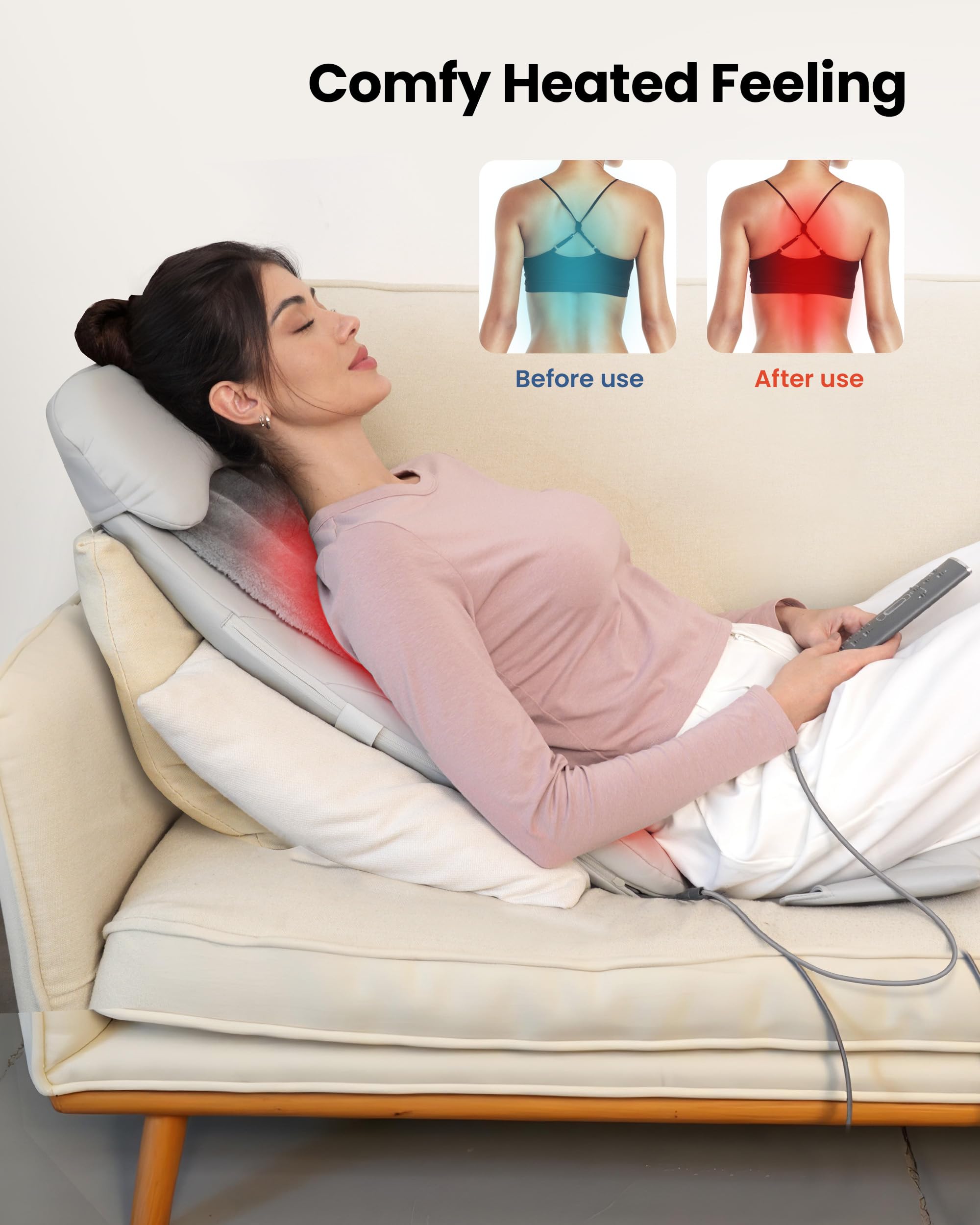 COMFIER Shiatsu Back Massager with Heat - Deep Tissue Kneading & Vibration Massage Chair Pad - 2D/3D Shiatsu Seat Cushion for Full Back Relief - Perfect Gift for Men & Women - Ideal for Home, Office, and Car Use