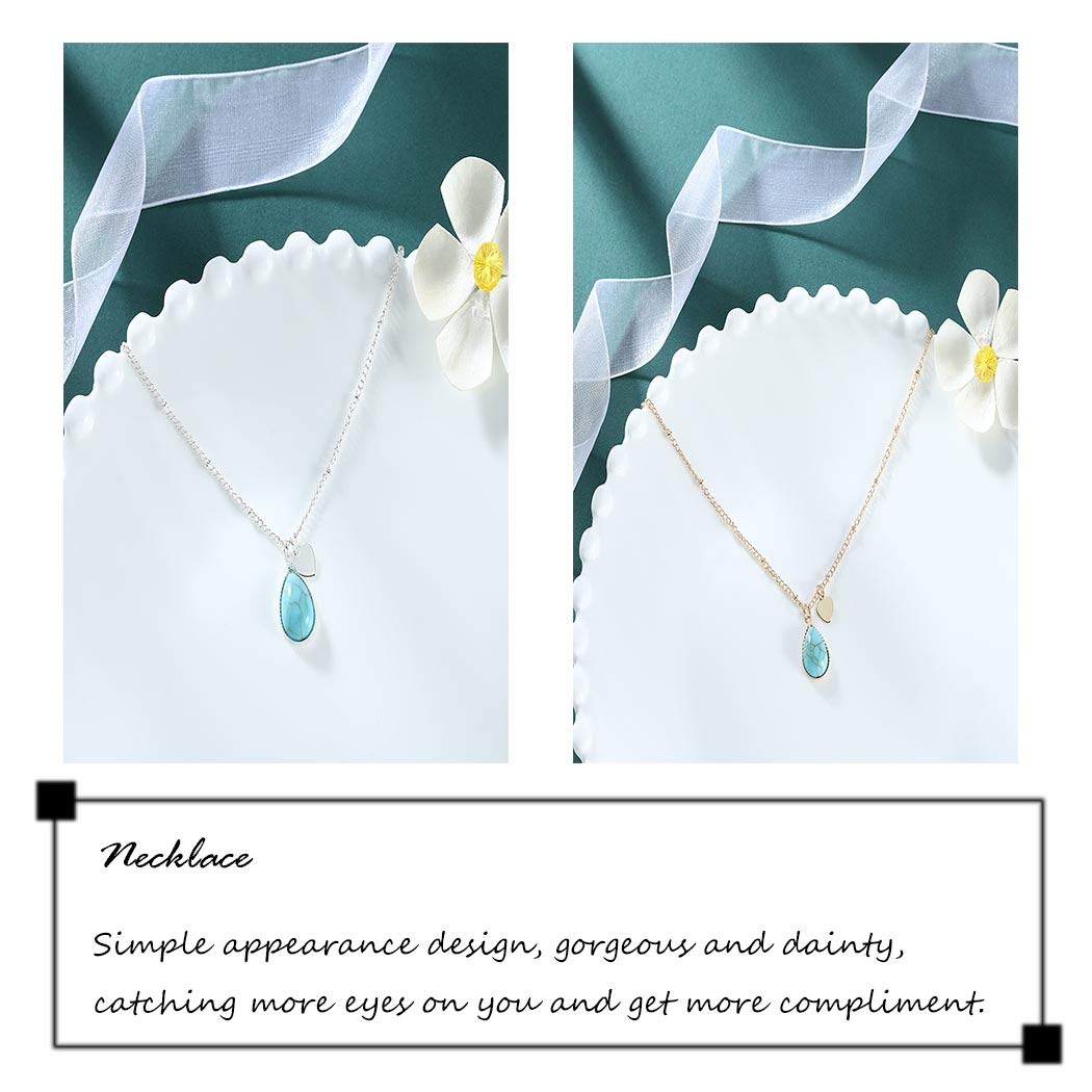 Dreamyn Boho Turquoise Necklaces for Women - Water Drop Pendant & Simple Heart Necklace Jewelry in Gold | Perfect for Casual Wear, Boho Fashion & Gift Giving