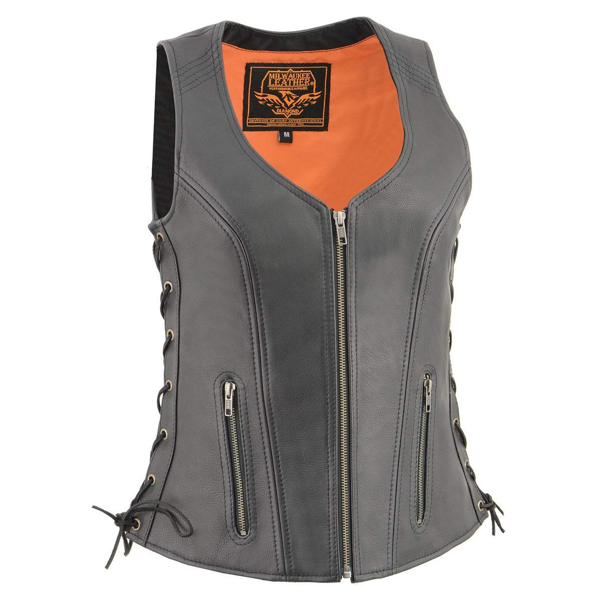 Milwaukee Leather MLL4532 Women's Premium Black Motorcycle Vest - Side Lace Design with Cool-Tec Leather Treatment for Comfort & Style | Perfect for Riding, Biker Events & Casual Outfits