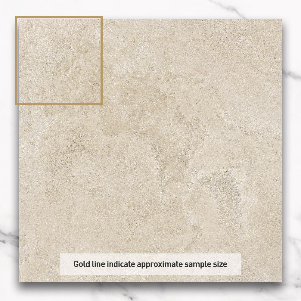 Bordeaux Beige 600x600 Matt Porcelain Tile - Marble Look Floor & Wall Tile for Living Room, Kitchen, Bathroom