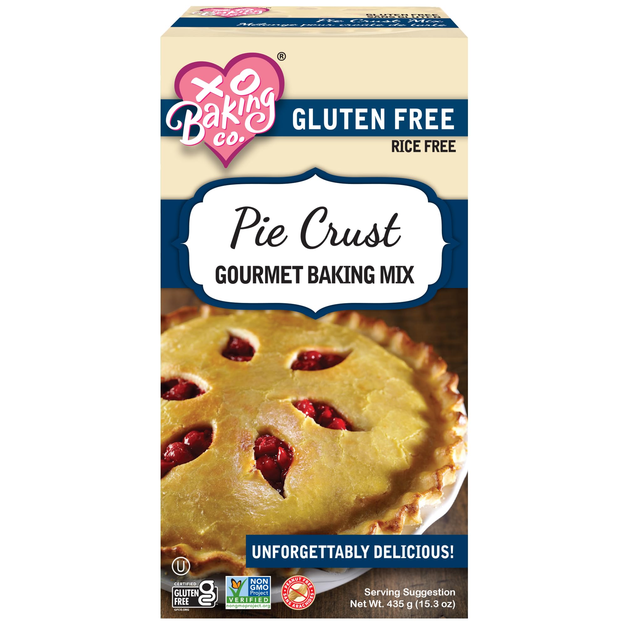 XO Baking Gluten Free Pie Crust Gourmet Baking Mix - Non-GMO, Kosher, Allergen Friendly (Rice, Soy, Dairy & Peanut Free), No Preservatives or Artificial Flavors - 15.3oz - Perfect for Holiday Baking, Dessert Parties & Special Dietary Needs