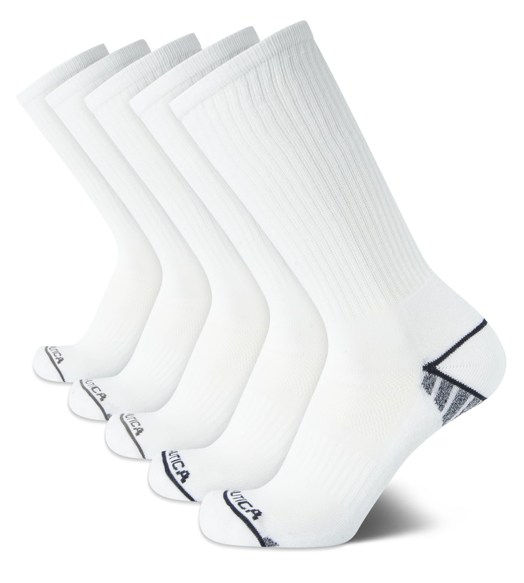Nautica Men's Athletic Crew Socks - 5 Pack Cushioned Performance Socks for Running, Gym & Everyday Comfort