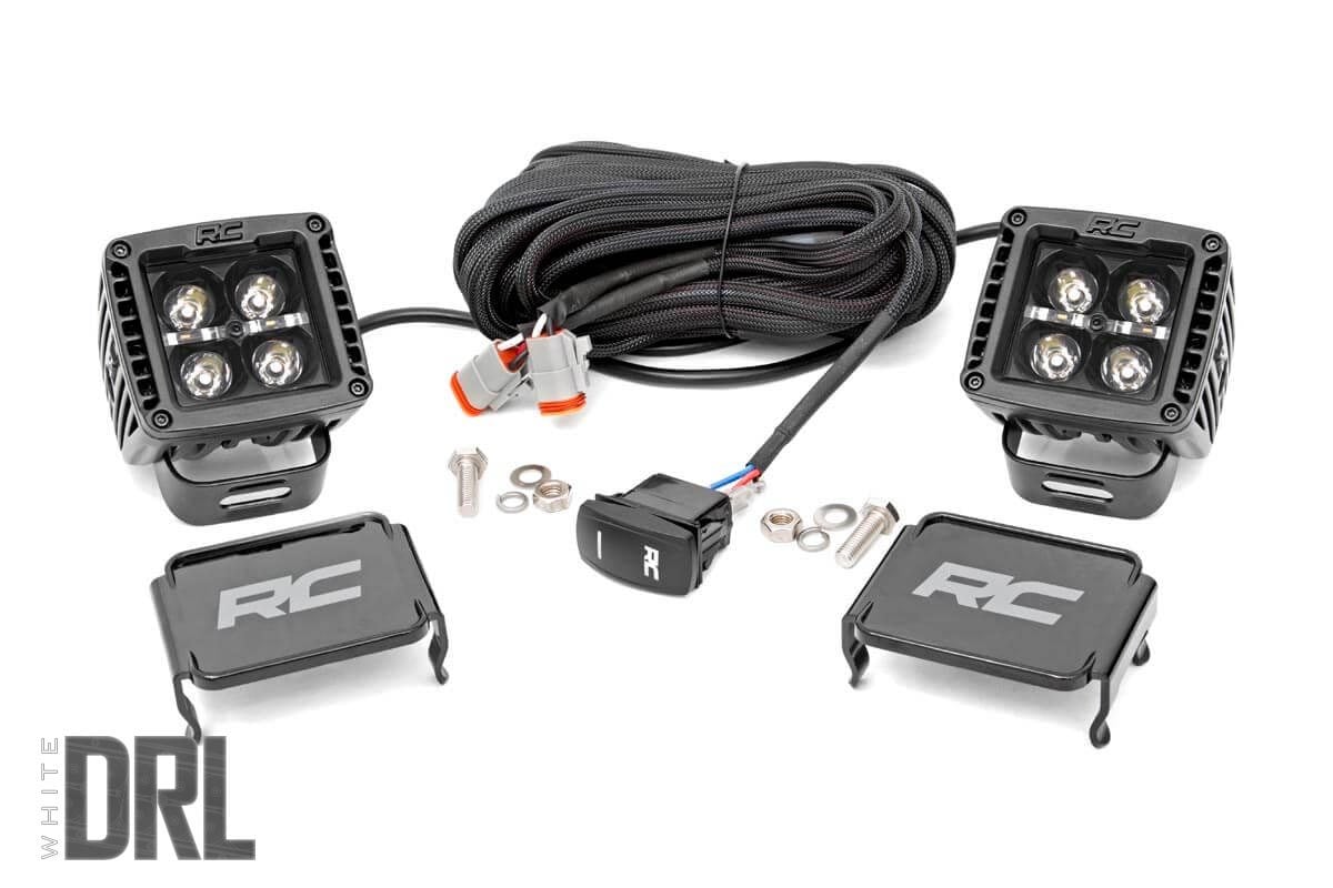 2 Inch Black Series LED Light Pods - Spot & Square Design, Cool White DRL (70903BLKDRL) for Off-Road Trucks, ATVs, and Marine Applications