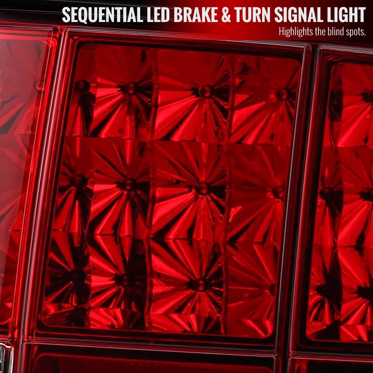 05-09 Red Clear LED Sequential Turn Signal Tail Lights & Brake Lamps - Compatible with Select Vehicle Models | Enhance Visibility & Style for Night Driving & Car Shows