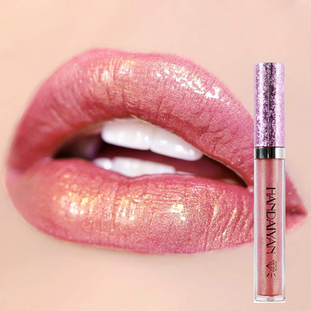 Metallic Diamond Liquid Glitter Lipstick - Long Lasting Non-Stick Lip Gloss with Shimmer Finish for Parties, Night Out & Special Occasions (Color B)