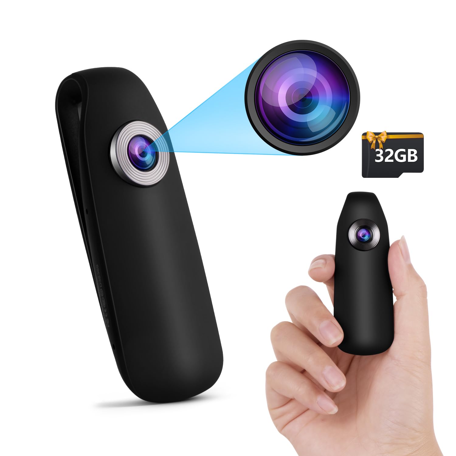Bextgoo 1080P HD Mini Body Camera with 32GB TF Card - Spy & Security Camera with PIR Motion Detection, Video Recording for Office, Meeting, Bike Riding, Hiking - Compact Indoor & Outdoor Surveillance Solution