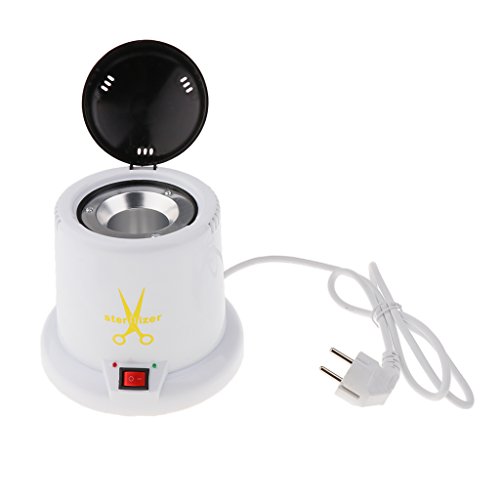 Professional Salon Nail Art Sterilizer Machine - Tattoo & Beauty Tool Disinfectant Pot with Metal Nipper, Tweezer & Scissors - EU Plug for Nail Salon, Tattoo Studio & Home Use