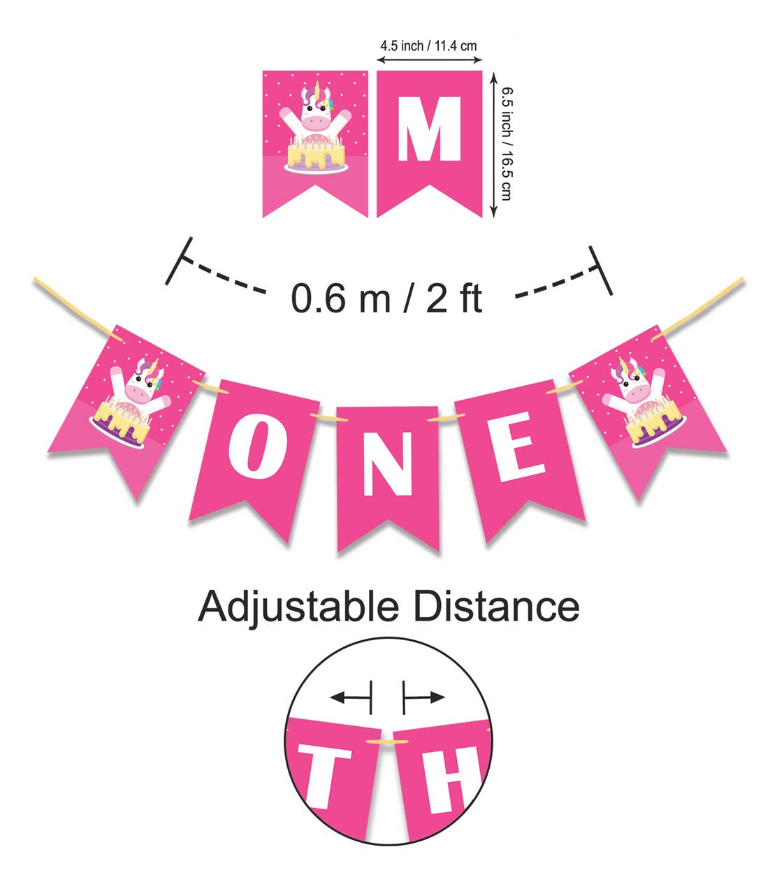 Pre-Strung 'I Am 1' Birthday Party Decorations - Unicorn Themed Banner Flags for Boys - Perfect for First Birthday Celebrations & Baby Showers