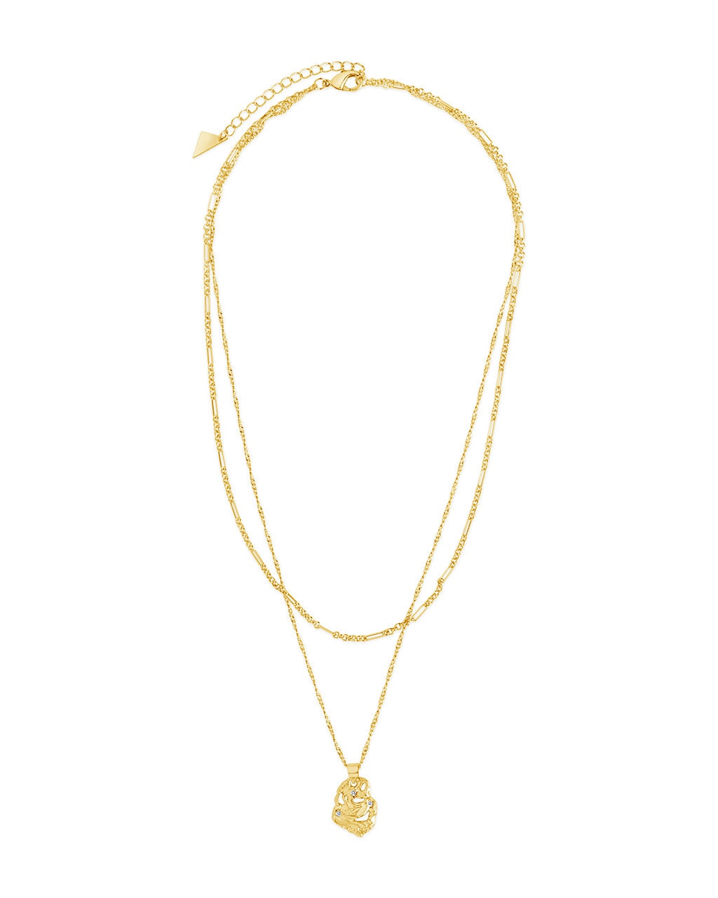 Roslyn CZ Molten Metal Charm Layered Necklace - Elegant Layered Pendant Necklace for Women, Fashion Jewelry Gift for Her, Perfect for Date Night & Special Occasions