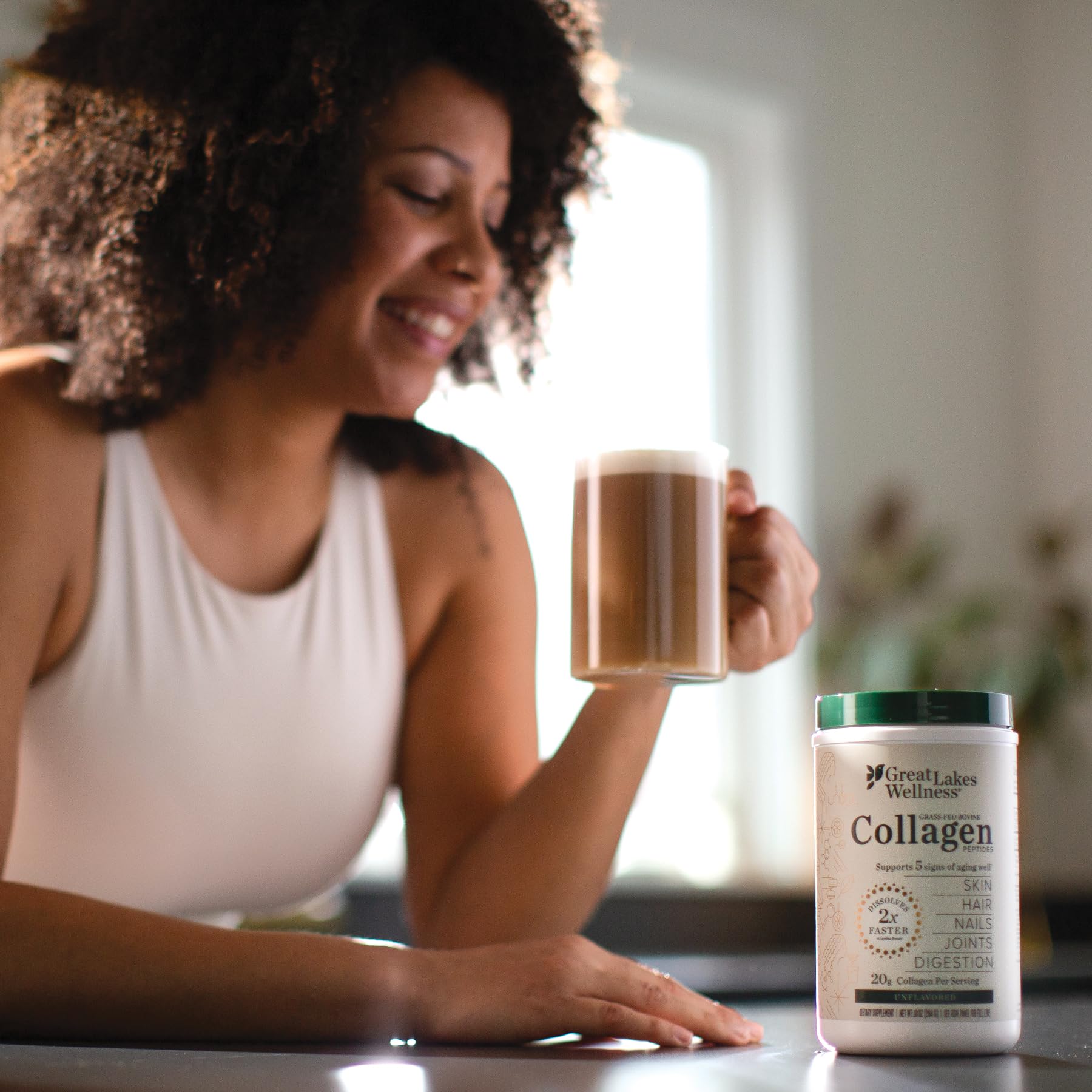 Great Lakes Wellness Hydrolyzed Collagen Peptides Powder - Unflavored, Non-GMO, Keto & Kosher Certified - Supports Skin, Hair, Nails, Joints & Digestion - Quick Dissolve Formula - 16oz (2 Pack) - Perfect for Smoothies, Coffee & Baking Recipes