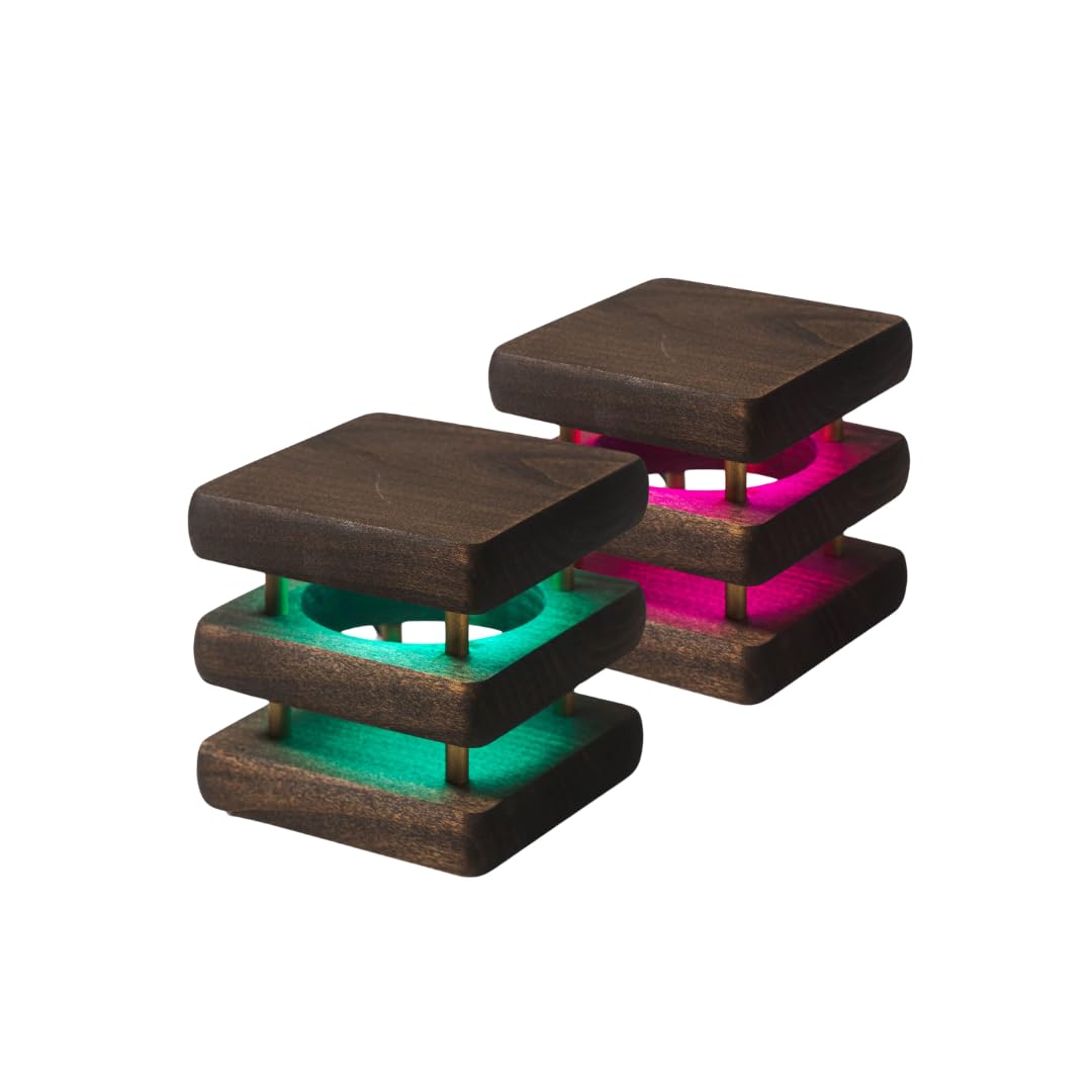 Friendship Lamp Mini Square Mid-Century Handmade WiFi Touch LED Light - Long Distance Connection Gift for Best Friends, Couples & Relationships | Unique App-Controlled Night Light for Bedroom, Living Room & Gifts (Kona Set of 2)