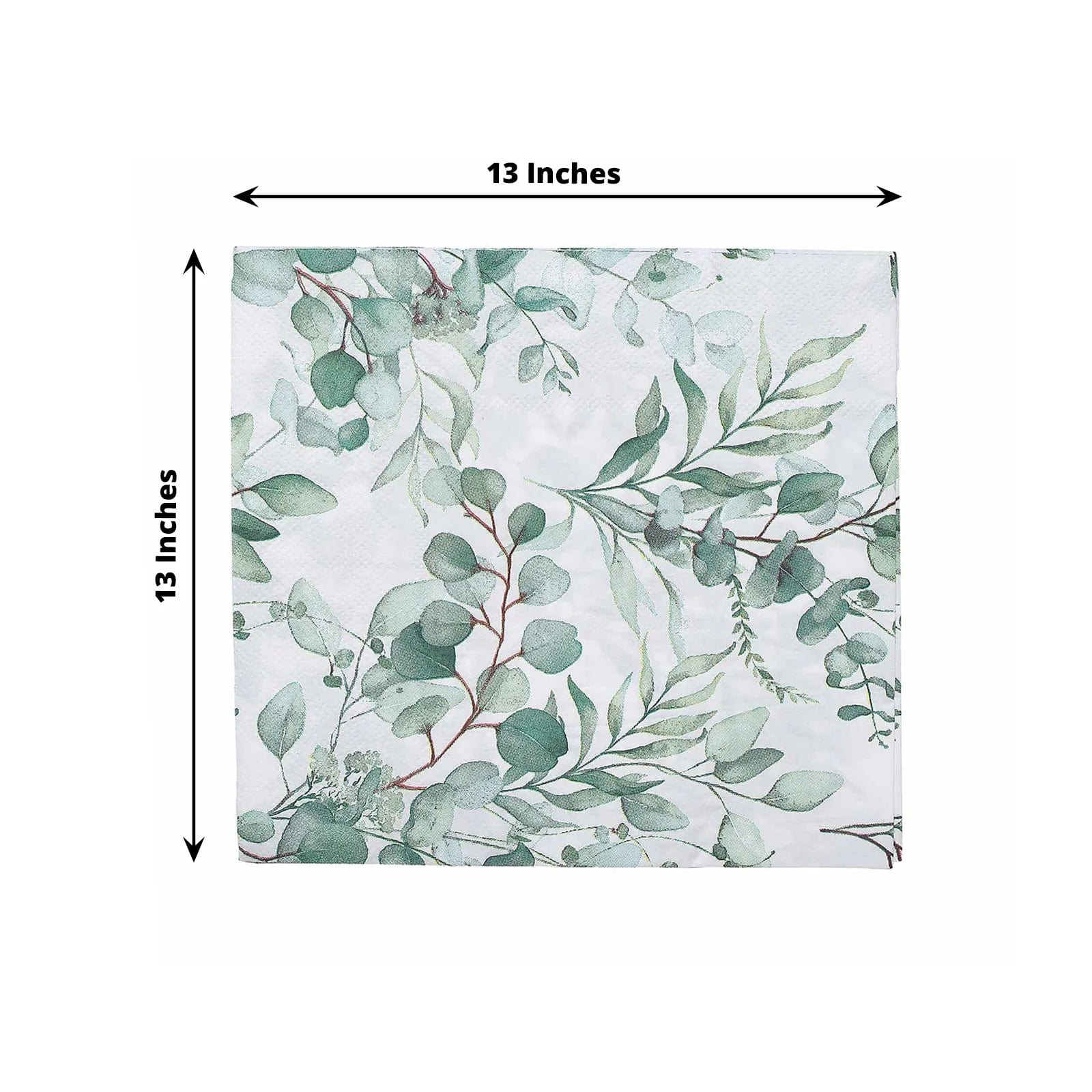 20 Leaves Design 13x13 Inch White and Green Dinner Paper Napkins - Perfect for Parties, Weddings, and Everyday Dining