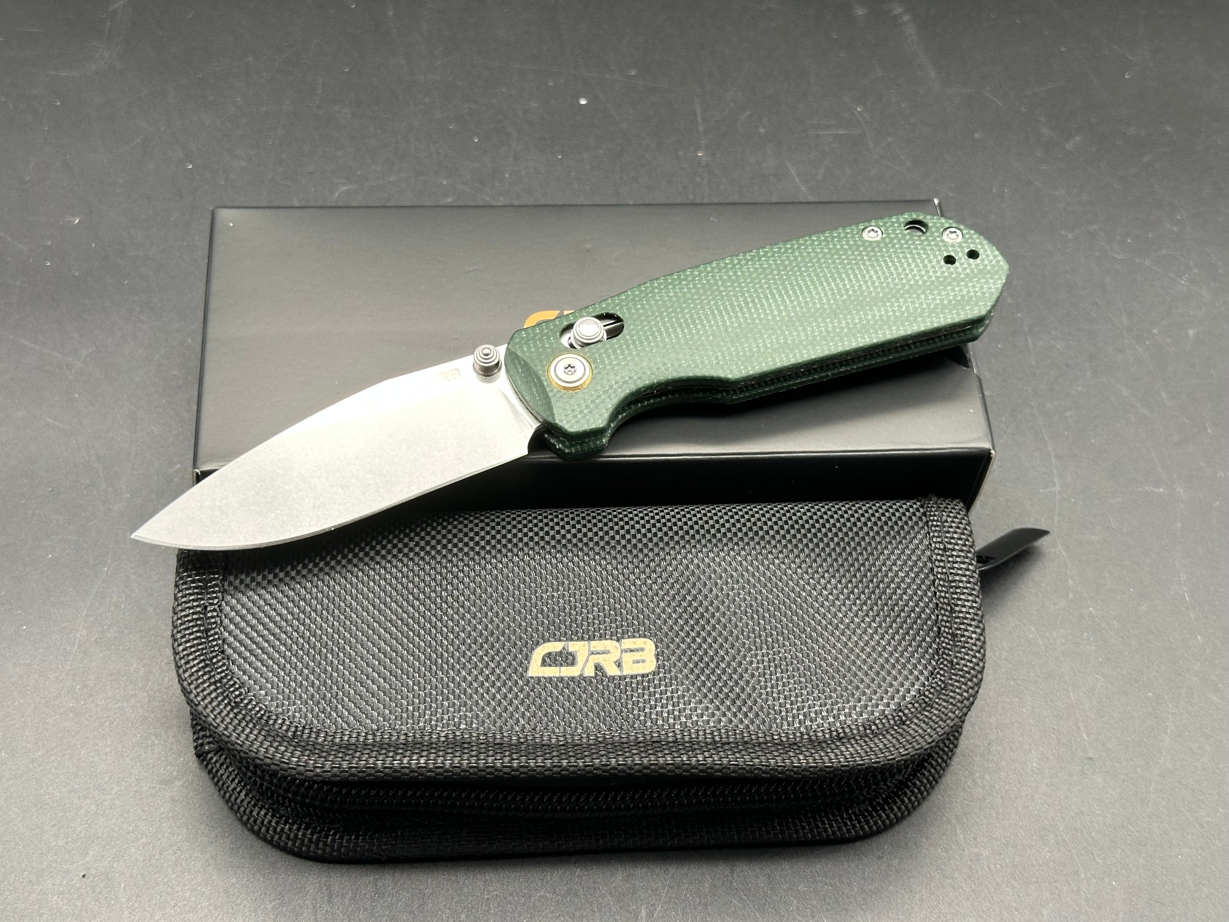 CJRB Maximal Folding Knife - Green Micarta Handle, AR-RPM9 Steel Drop Point Blade - EDC, Outdoor, Camping & Survival Tool