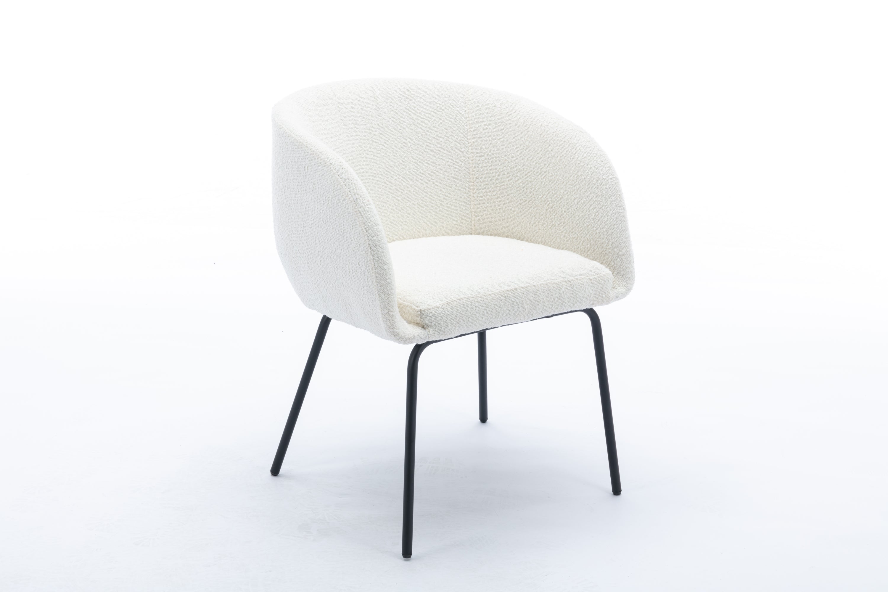 039 Set of 1 Boucle Fabric Dining Chair With Black Metal Legs - Modern Upholstered Accent Chair for Dining Room, Kitchen, Office or Living Room