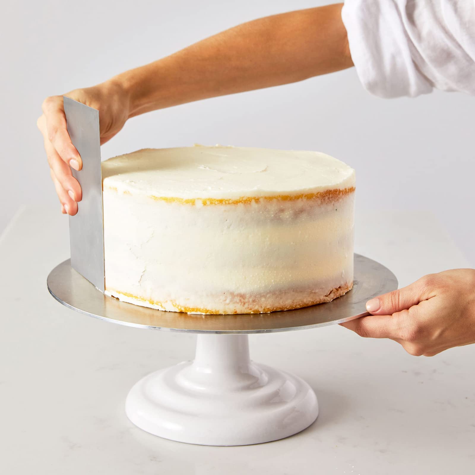 2 PCS Stainless Steel Cake Scraper - Professional Cake Decorating Comb & Edge Smoother for Mousse, Buttercream, and Fondant Cakes | Perfect for Home Bakers, Wedding Cakes, and Pastry Decorating
