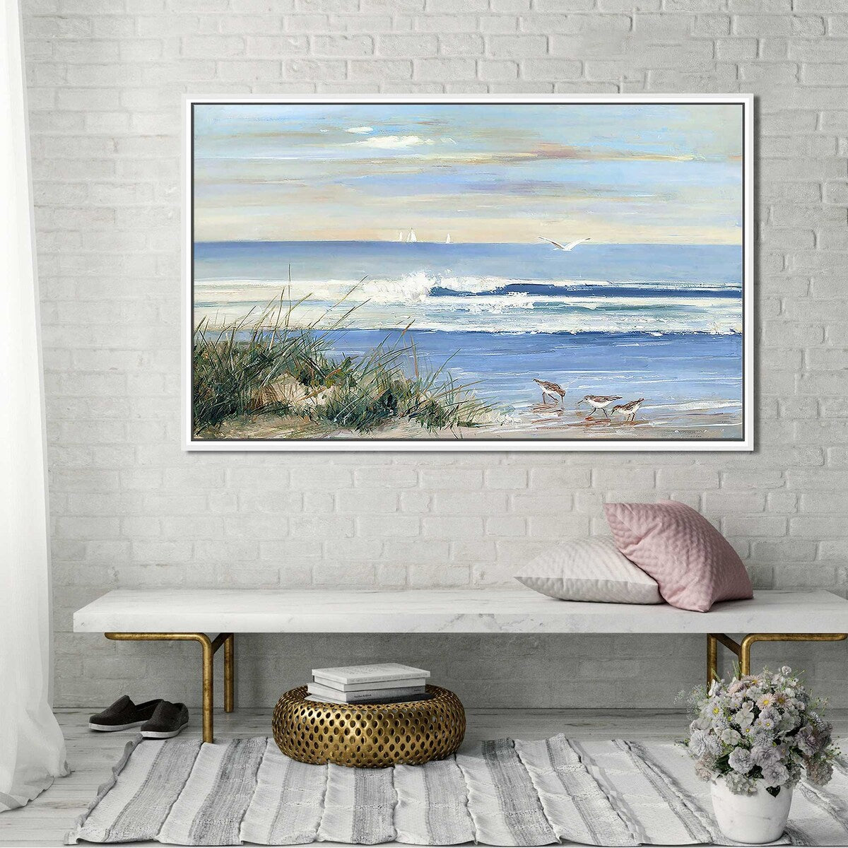 Beach Combers Print on Floating Canvas Wall Art - Coastal Decor for Living Room, Bedroom & Beach House