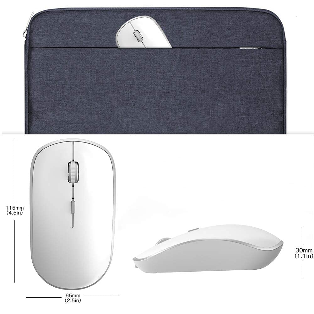 J JOYACCESS 2.4G Wireless Silent Mouse - Slim Portable USB Computer Mouse with 2400 DPI for Laptop, Notebook, MacBook, Chromebook, PC (White & Silver) - Perfect for Office Work, Home Use, and Travel
