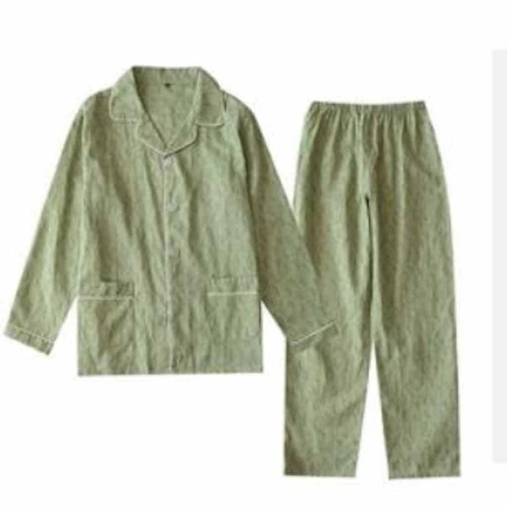 GRETD Men's Cotton Pajama Set - Soft Loose-Fit Collared Sleepwear for Men (Medium, Color A) | Perfect for Lounging, Sleep & Relaxation at Home