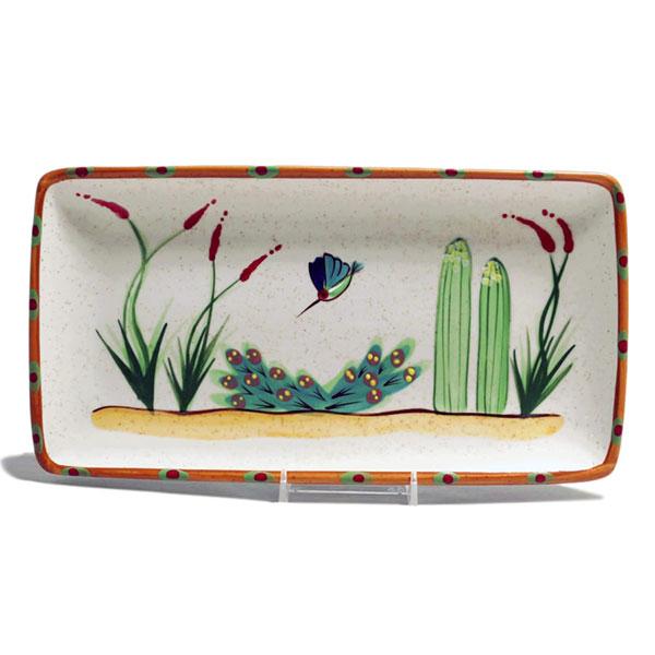 Rectangular Serving Platter - Tan Southwestern Desert Design | Sonoran Desert Inspired Ceramic Tray | Perfect for Entertaining, Appetizers & Cheese Boards