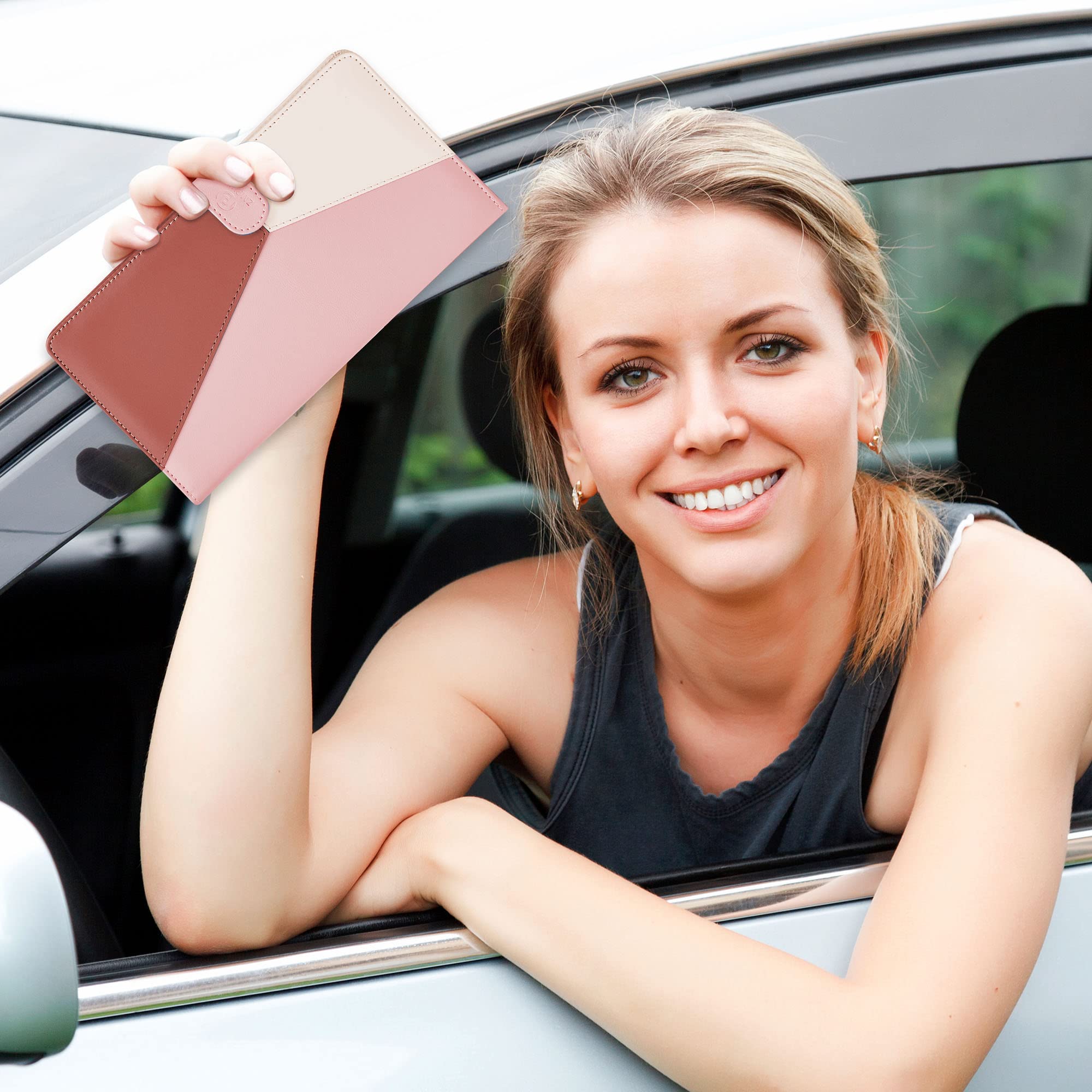 Premium Leather Car Registration and Insurance Holder with Magnetic Closure - Essential Vehicle Document Organizer for Glove Box, Wallet, or Travel Use