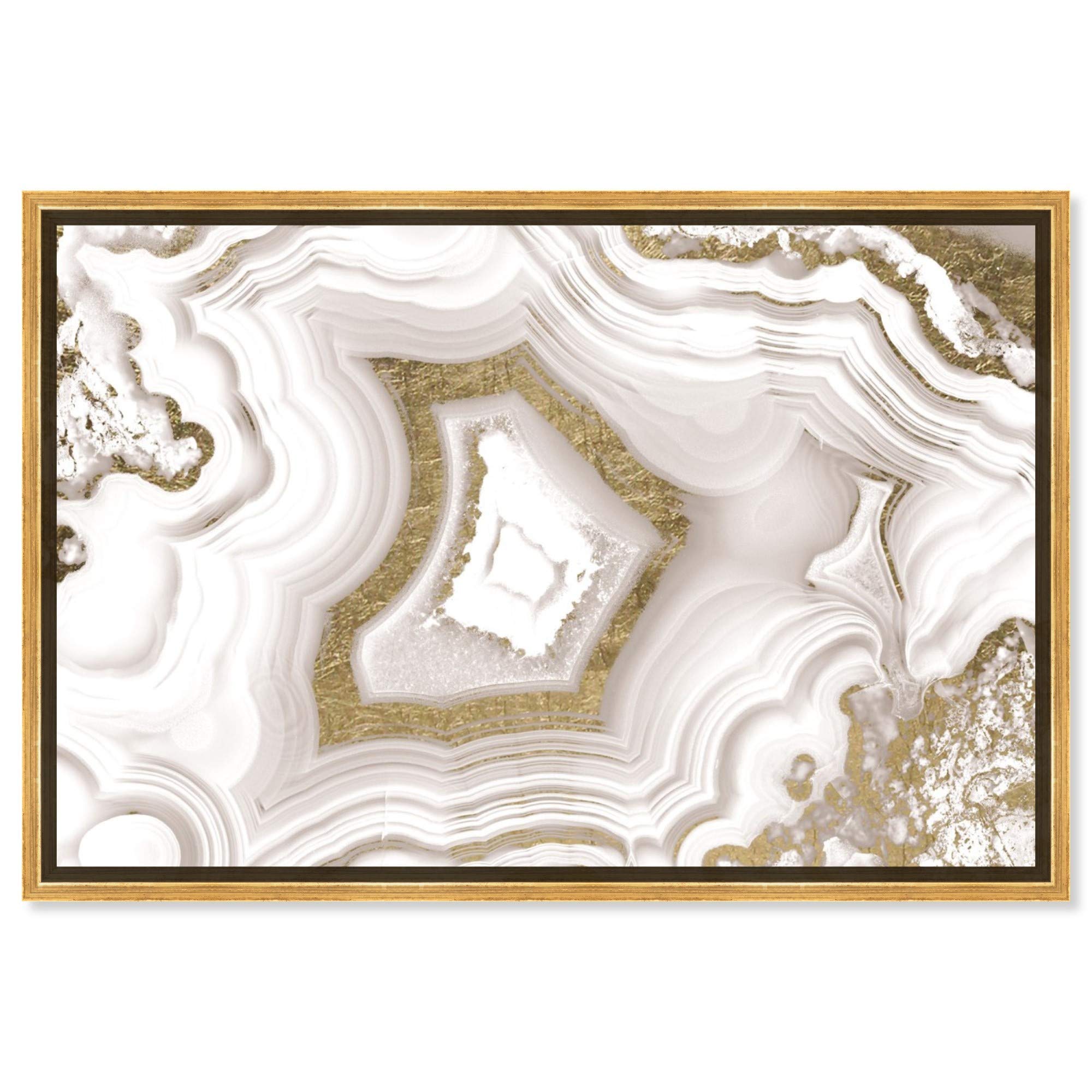 Oliver Gal Artist Co. Abstract Framed Wall Art Canvas Print - 'AdoreGeo Luxe' Crystal Design in Gold & White, 16x24 Inches - Elegant Home Décor for Living Room, Bedroom & Office