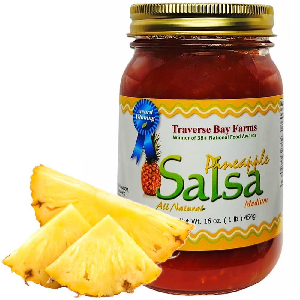 Traverse Bay Farms Award-Winning Fruit Salsa Sampler - 4 Jars with Recipe Book | Gourmet Dip for Chips, Perfect for Parties & Gifts