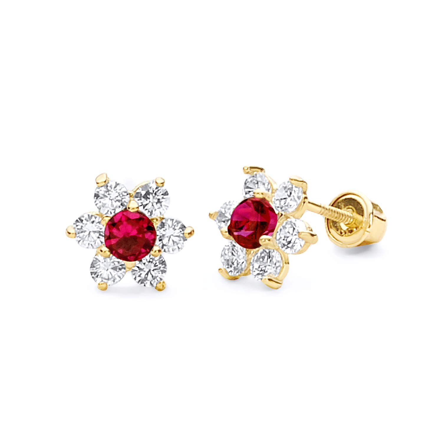 14K Yellow Gold Cubic Zirconia Flower Stud Earrings for Women – Elegant Floral Jewelry for Everyday Wear, Gift Giving & Special Occasions