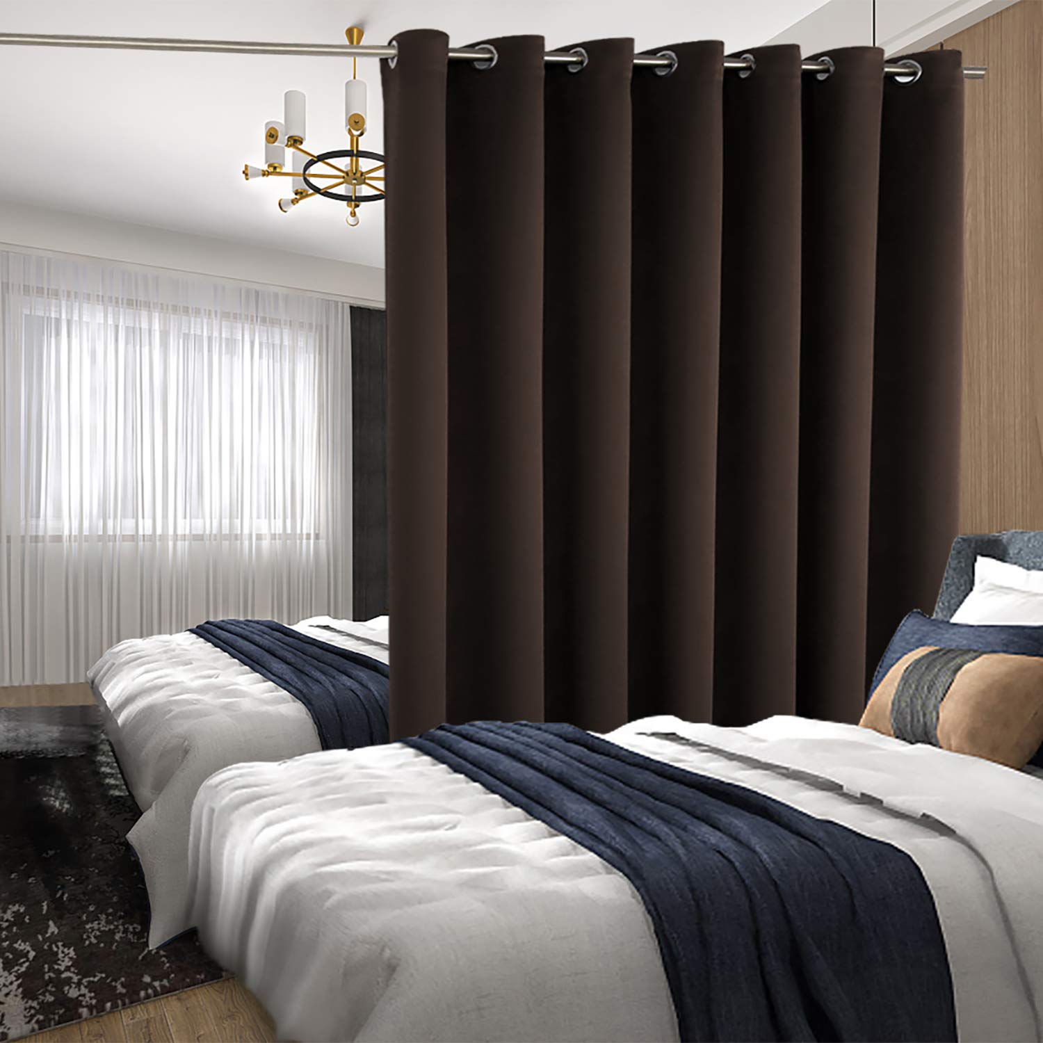 BGment Blackout Curtains for Sliding Glass Doors - 120 Inch Extra Long Room Darkening Curtains for Living Room, Bedroom & Office - Thermal Insulated Privacy Drapes for Doorways & Windows - Brown (1 Panel, 100
