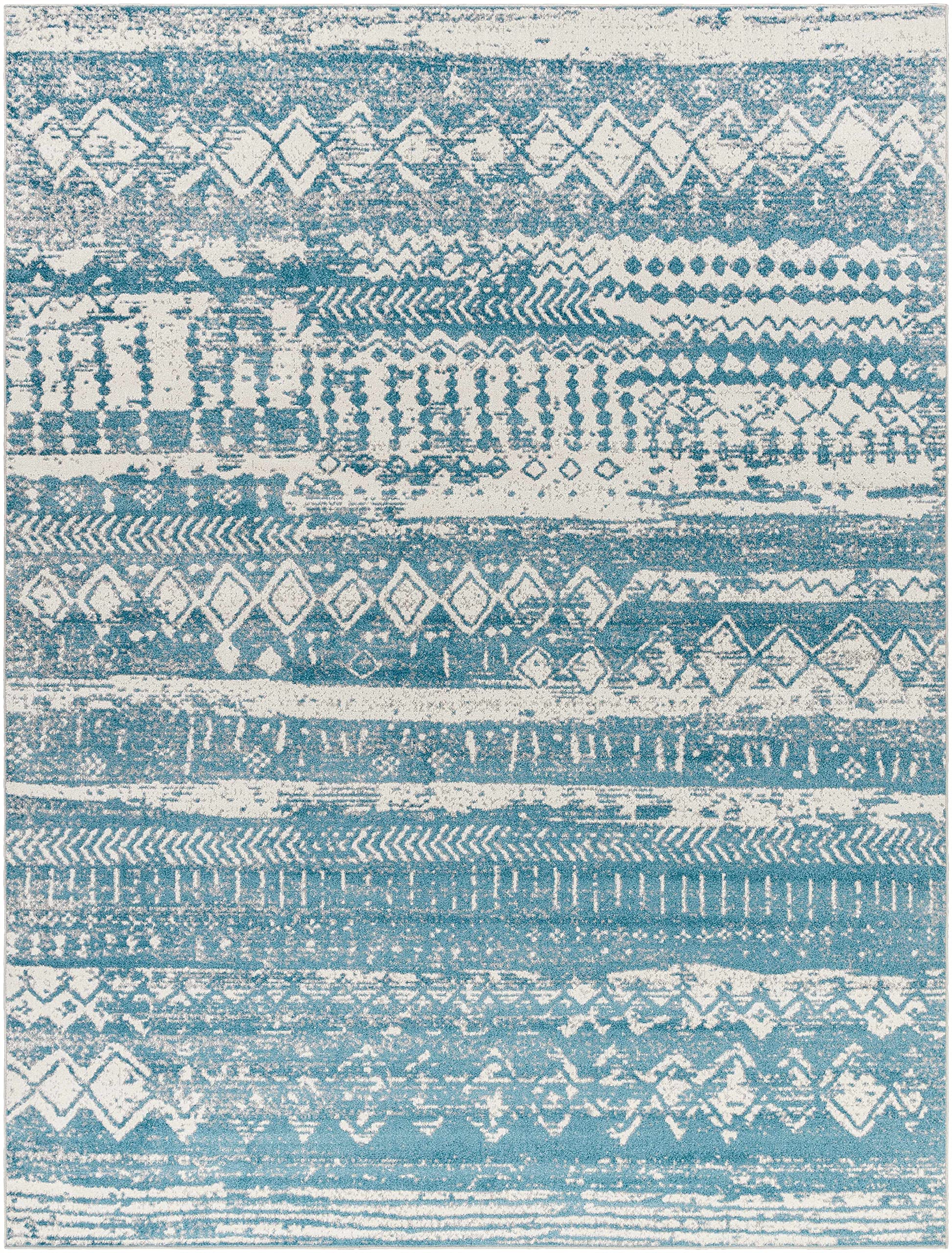 Premium Hauteloom Fatsa Washable Area Rug - Soft Blue & Gray Modern Design - 9'3