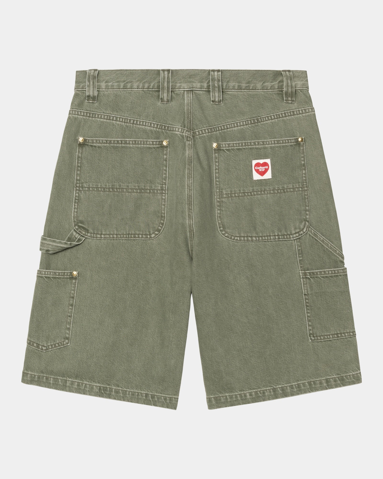 Nash Single Knee Long Short - Army Green Enzyme Bleach Washed Denim Shorts for Men | Casual Streetwear, Summer Outfits & Outdoor Activities