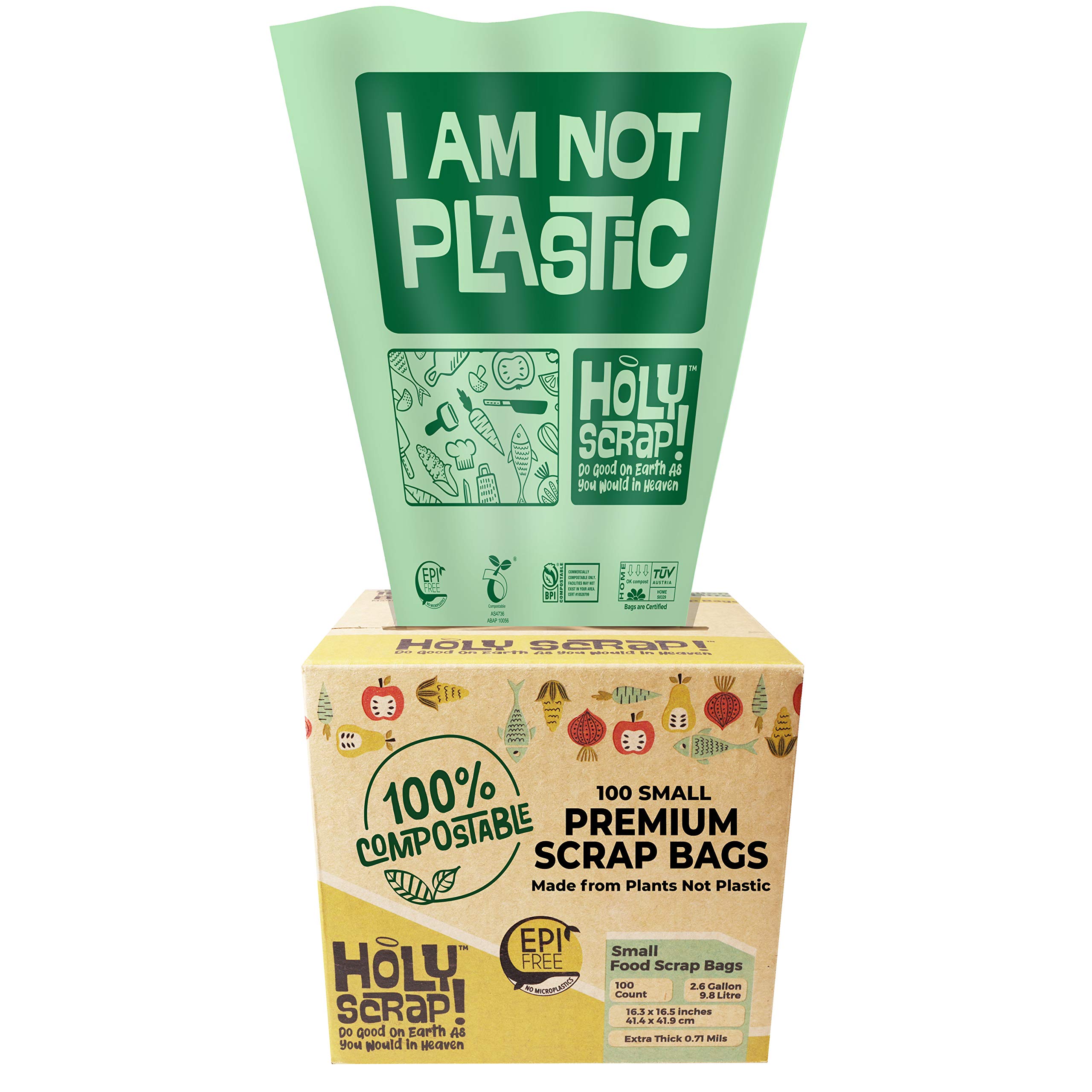 Eco-Friendly Compostable Trash Bags 2.6 Gallon - 100 Pack Biodegradable Kitchen & Bathroom Waste Bins Liners - Perfect for Countertop Garbage Cans, Organic Waste Disposal & Sustainable Living