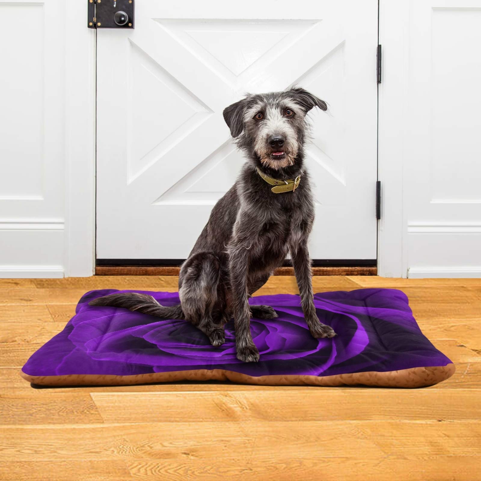 Purple Rose Pet Bed for Dogs and Cats - Ultra Soft Rectangle Comfortable Calming Bed for Small & Medium Pets, 24x18 Inches - Perfect for Living Room, Bedroom, or Crate Use