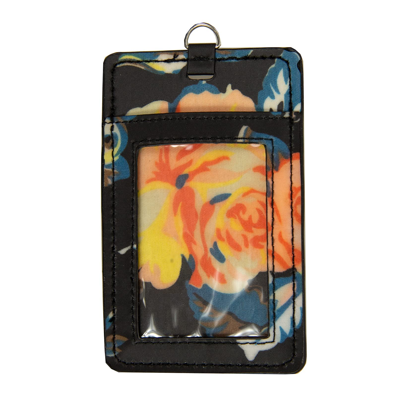Floral ID Badge Holder with Lanyard - Orange Flower Design for Work, School & Events | Secure Card Holder for Nurses, Teachers & Office Professionals