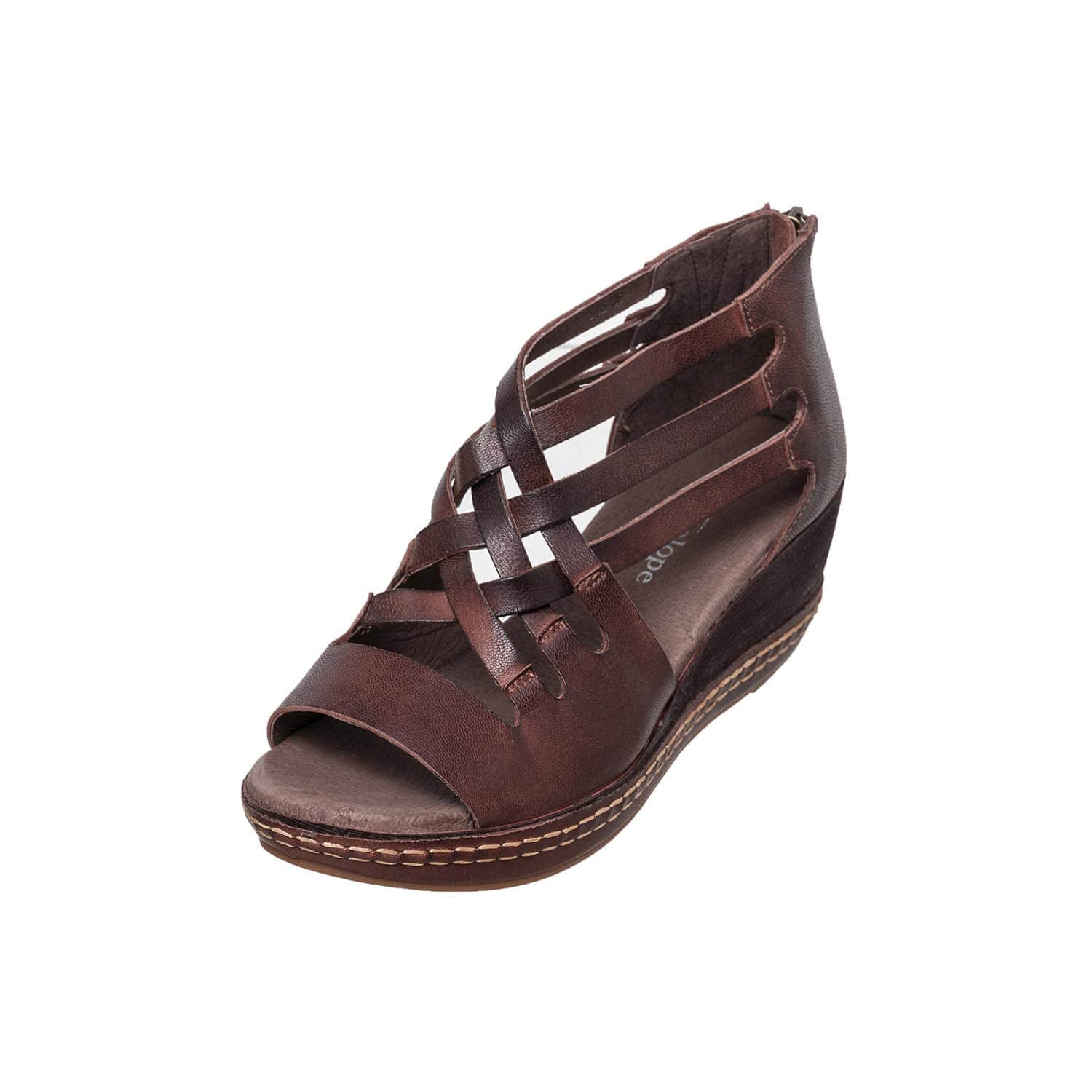 Antelope Women's Dannah Leather Wedge Sandals - Comfortable Summer Casual Shoes for Walking, Beach, Vacation & Outdoor Activities