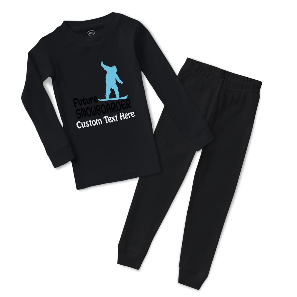 Custom Boy & Girl Cotton Toddler Pajamas - Future Snowboarder Print - Snug Fit Sleepwear for Kids - Perfect for Winter Nights & Snow-Themed Bedtime