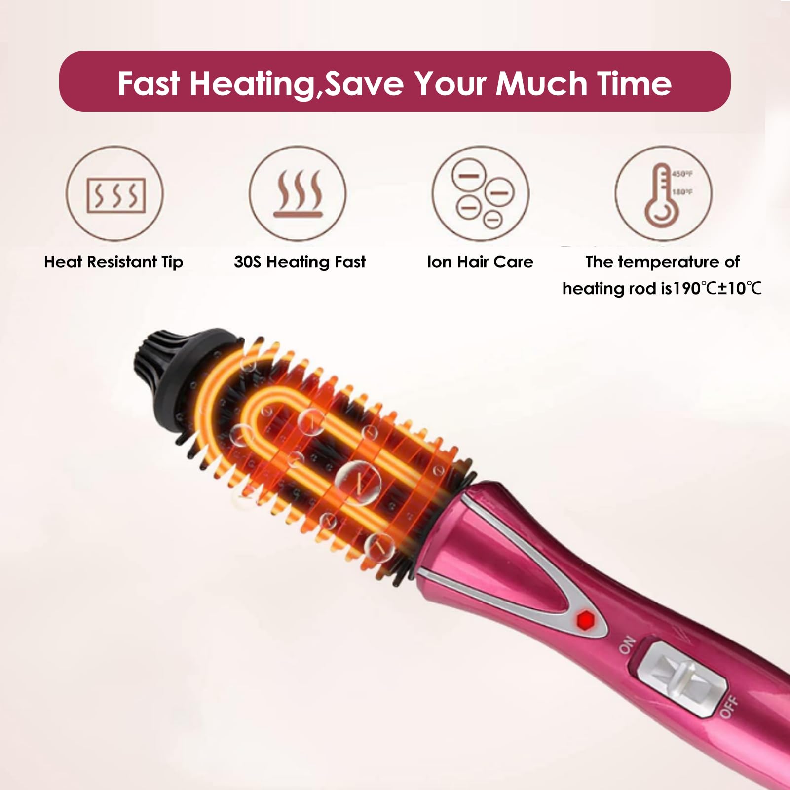 Professional Hair Curling Wand - Anti-Scald Instant Heat Up Curler & Hot Brush for Women, Multi-Styler for Long & Short Hair (UK Plug 110-240V) - Perfect for Home Styling, Salon Use & Travel