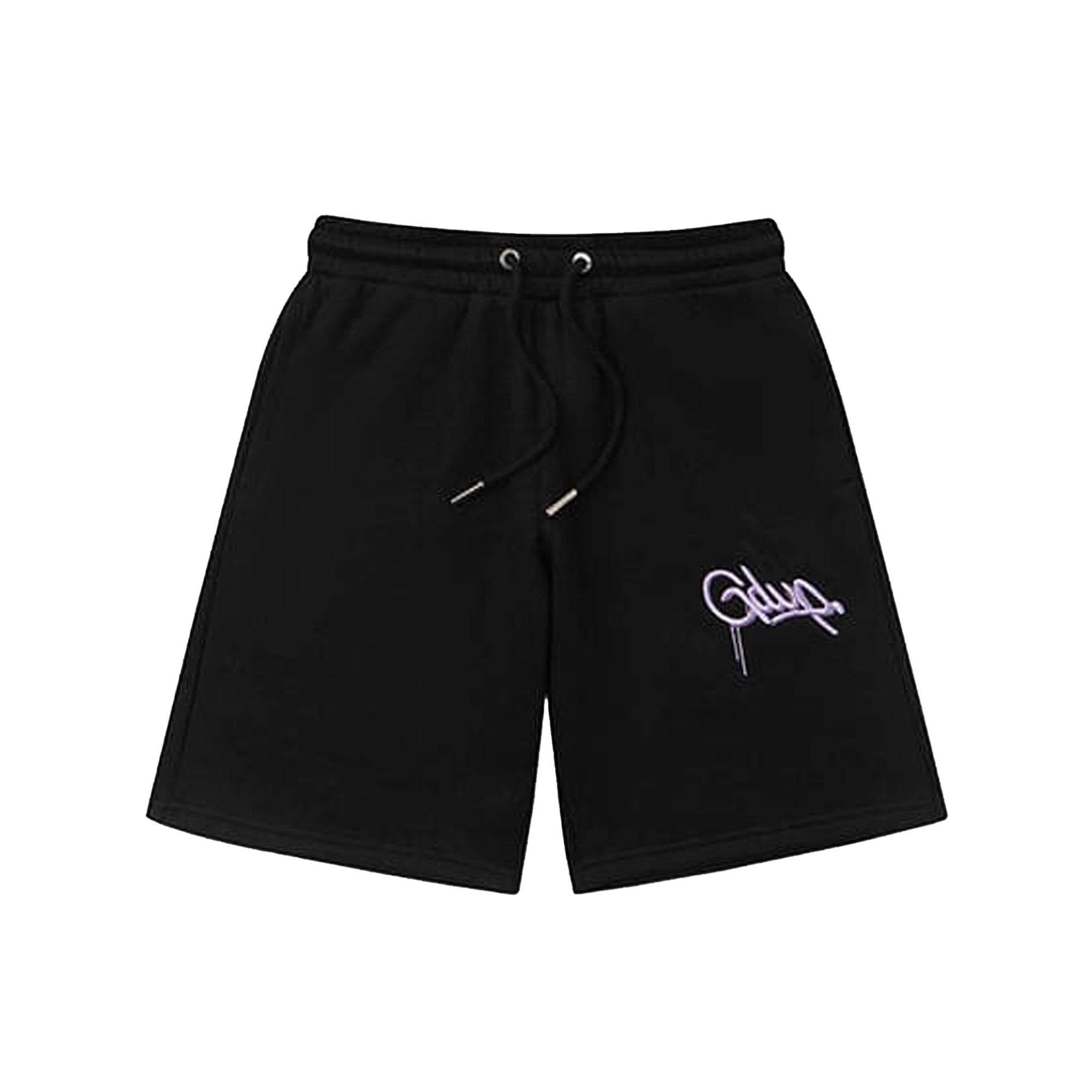Geedup Handstyle EMB Shorts for Men - Black & Lavender Athletic Shorts with Embroidery | Gym Workout, Running, Basketball & Casual Wear (2024 Collection)