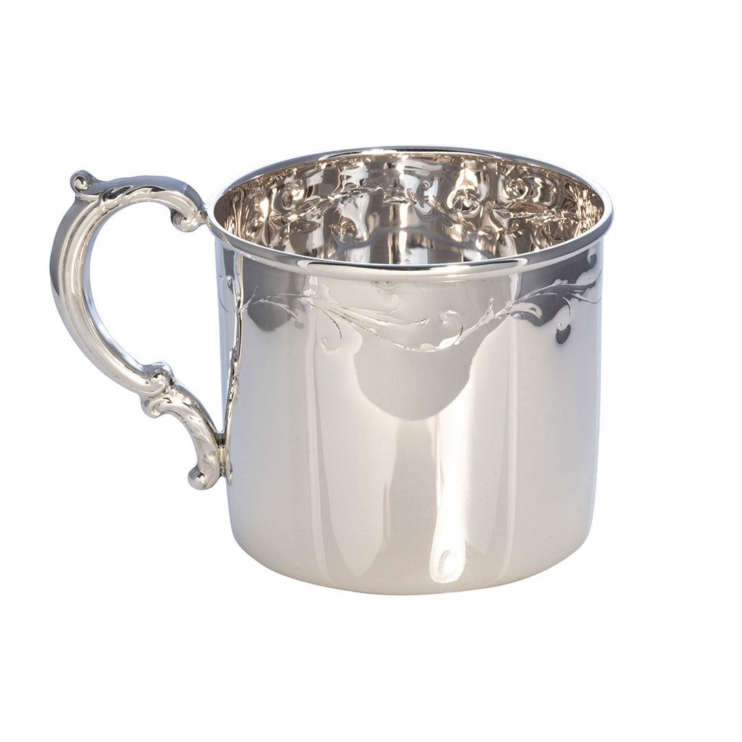 Sterling Silver Floral Baby Cup - Elegant Christening Gift for Newborns, Baptism, and Baby Showers - Perfect for Special Occasions and Keepsakes