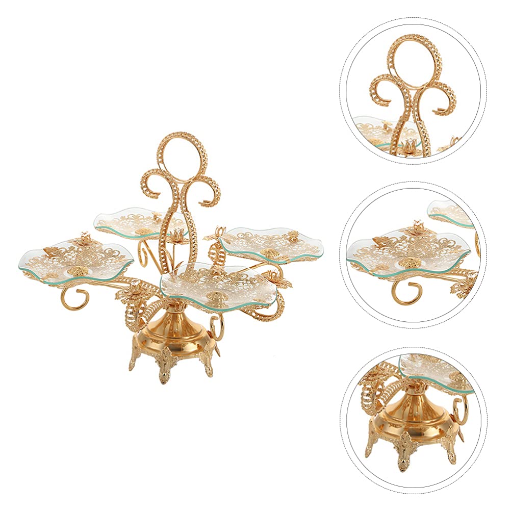 Cabilock Round Glass Serving Tray with Sturdy Iron Base - Multi-Plate Snack & Fruit Tray for Coffee Table, Dining Table, and Party Serving - Perfect for Appetizers, Nuts, and Dried Fruits