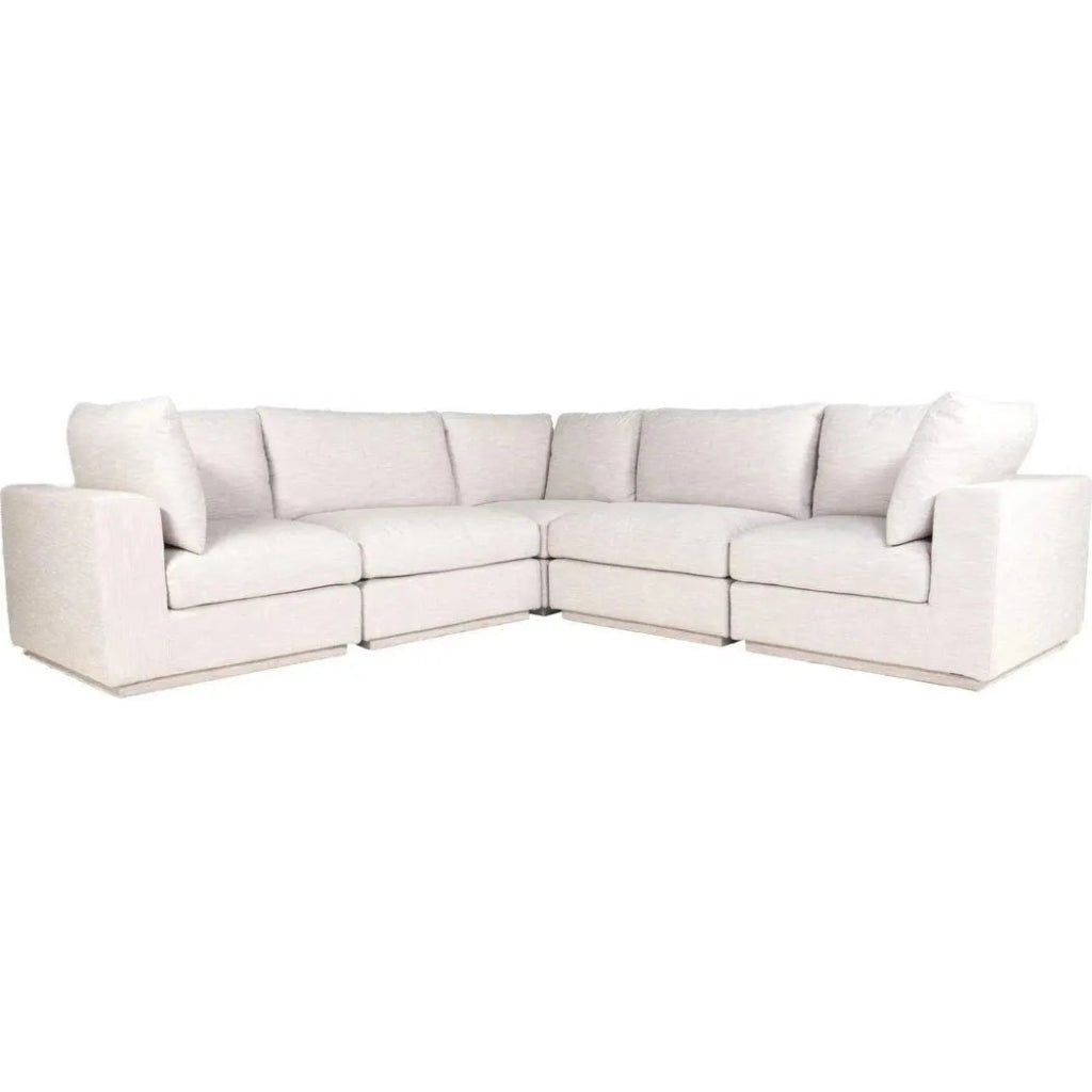5-Piece Taupe Fabric Modular Sectional Sofa Set - Classic L-Shaped Design for Living Room, Lounge & Home Theater Comfort