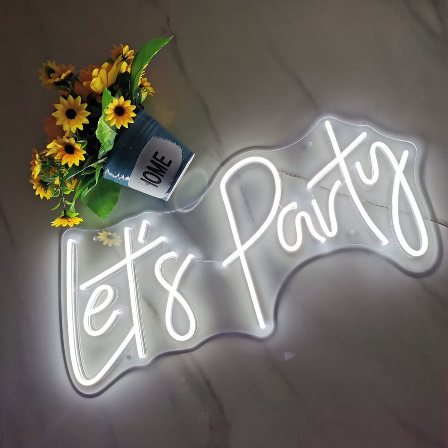 Let's Party Neon Sign Light - Custom Wall Art Decor for Home, Bar, Pub, Club & Rave | Perfect Christmas Gift & Apartment Decor (White) - Brighten Your Parties & Events