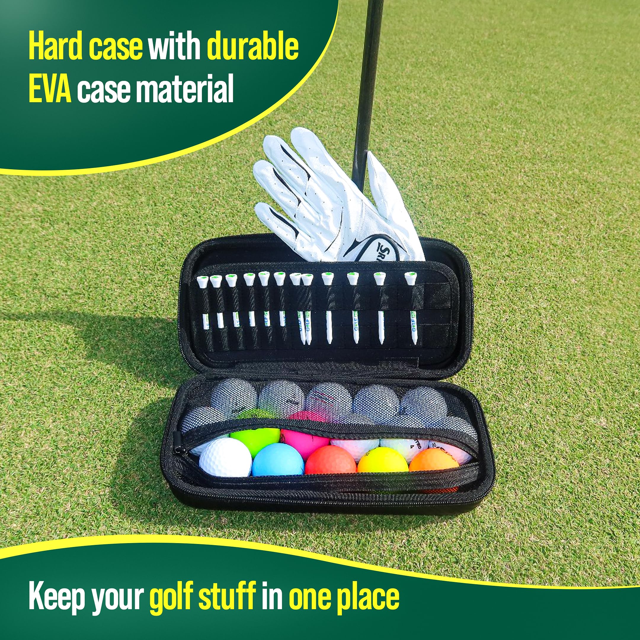 Premium Golf Glove Holder & Organizer - Durable Golf Bag Accessories for Men - Essential Golf Ball & Glove Storage Case - Perfect for Golf Course & Travel Use