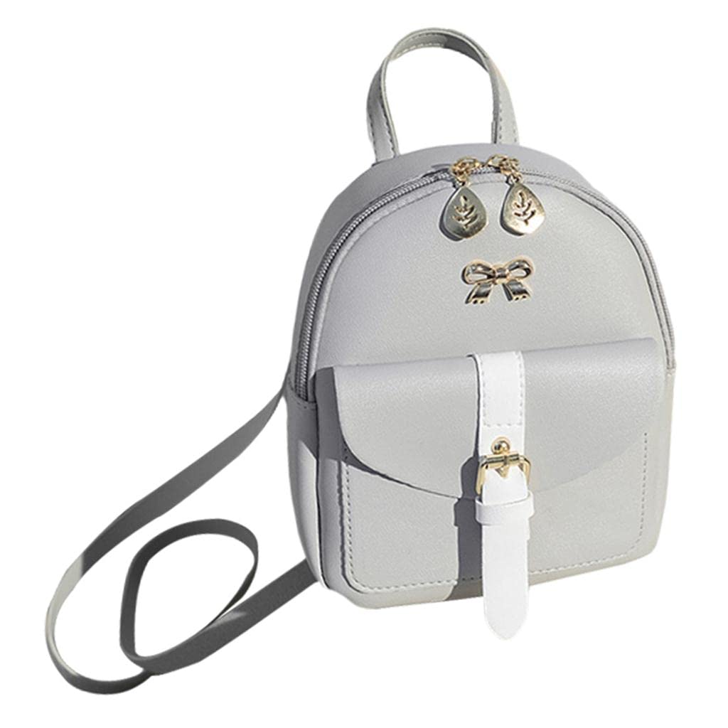 Newmind Mini Backpack for Women - PU Leather Shoulder Bag (Gray) for School & Travel
