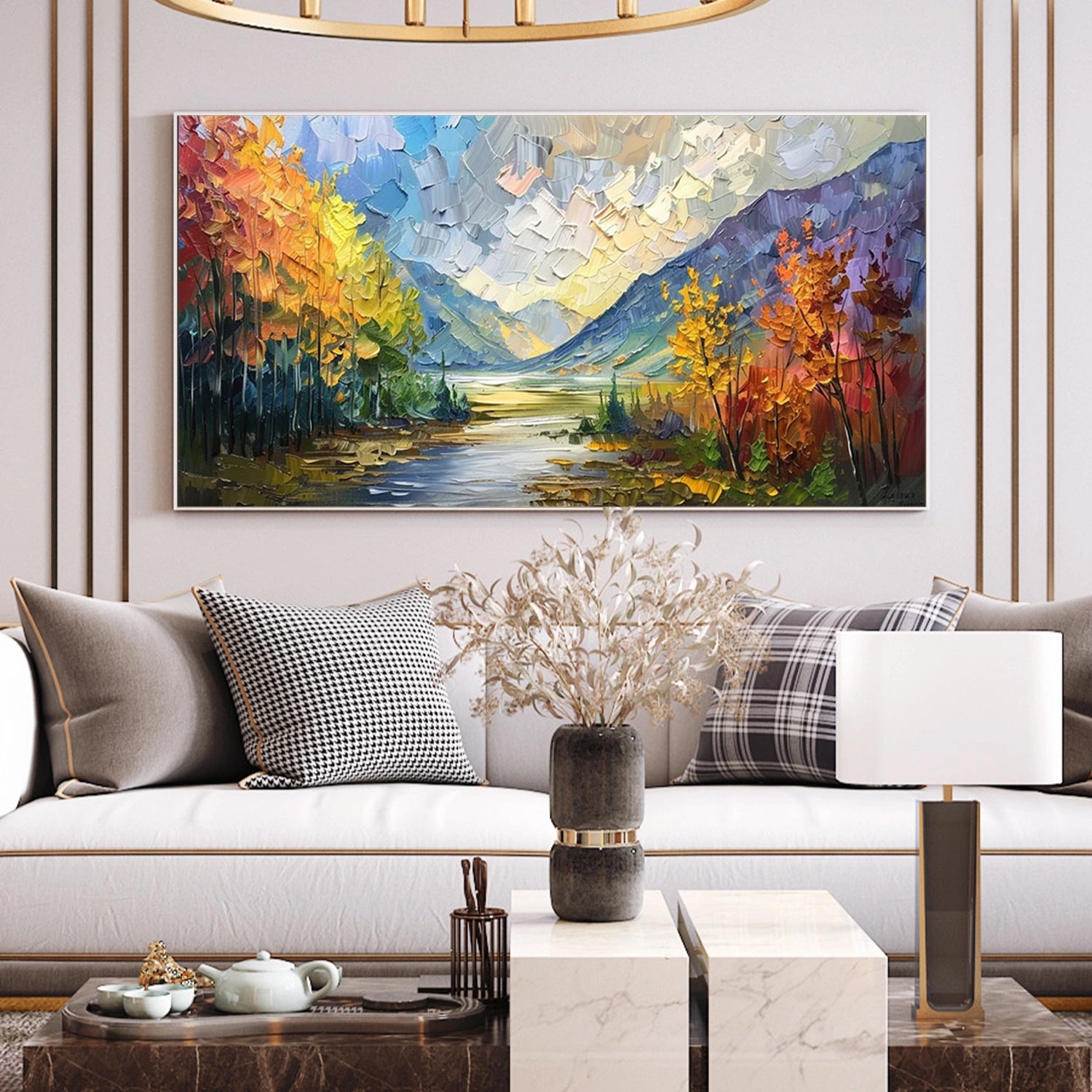 Beautiful Flower and Tree Painting #FT176 - Handmade Canvas Art for Home Decor, Living Room, Bedroom & Office Wall