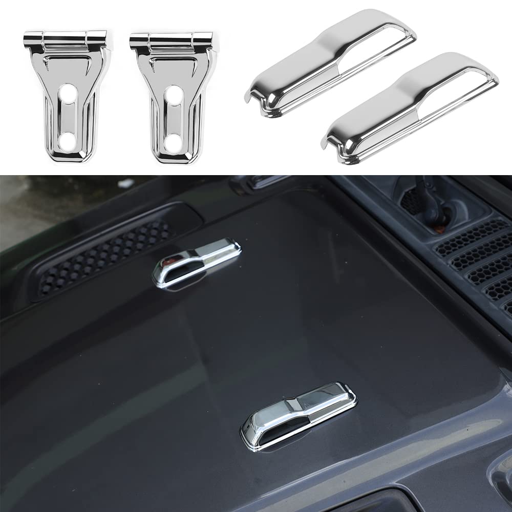 Chrome Engine Hood Hinge Cover Trim for 2018-2022 Jeep Wrangler JL & Gladiator JT - Exterior Accessories 4PCS - Upgrade Your Off-Road Vehicle's Style & Protection