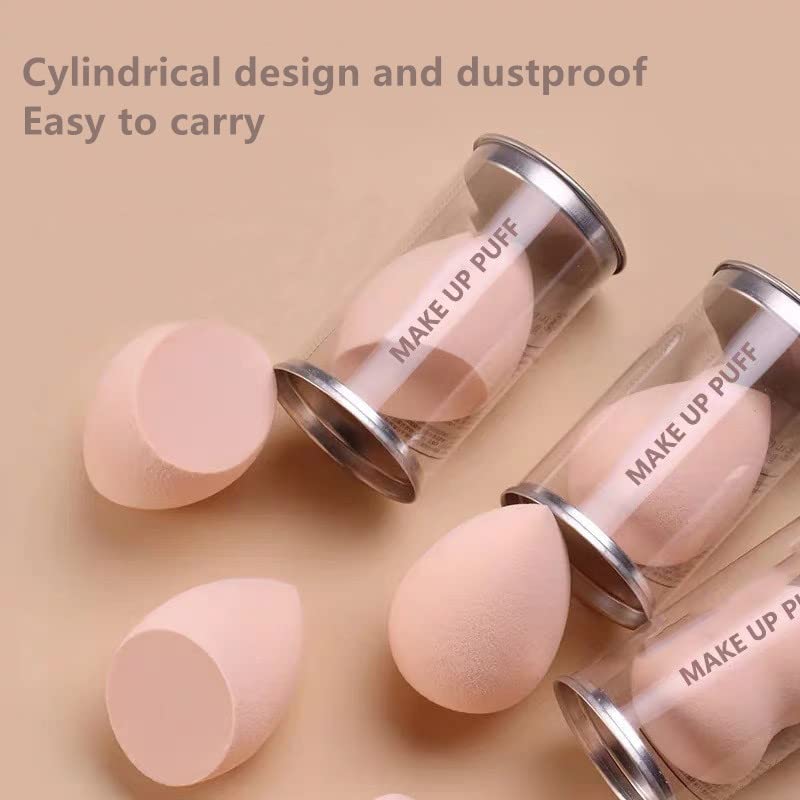 3 Pcs Makeup Sponge Set - Cosmetic Beauty Blender Egg Sponge for Flawless Foundation Application (3 Shapes: Round, Teardrop, Flat) - Perfect for Liquid, Cream & Powder Makeup - Home & Travel Use