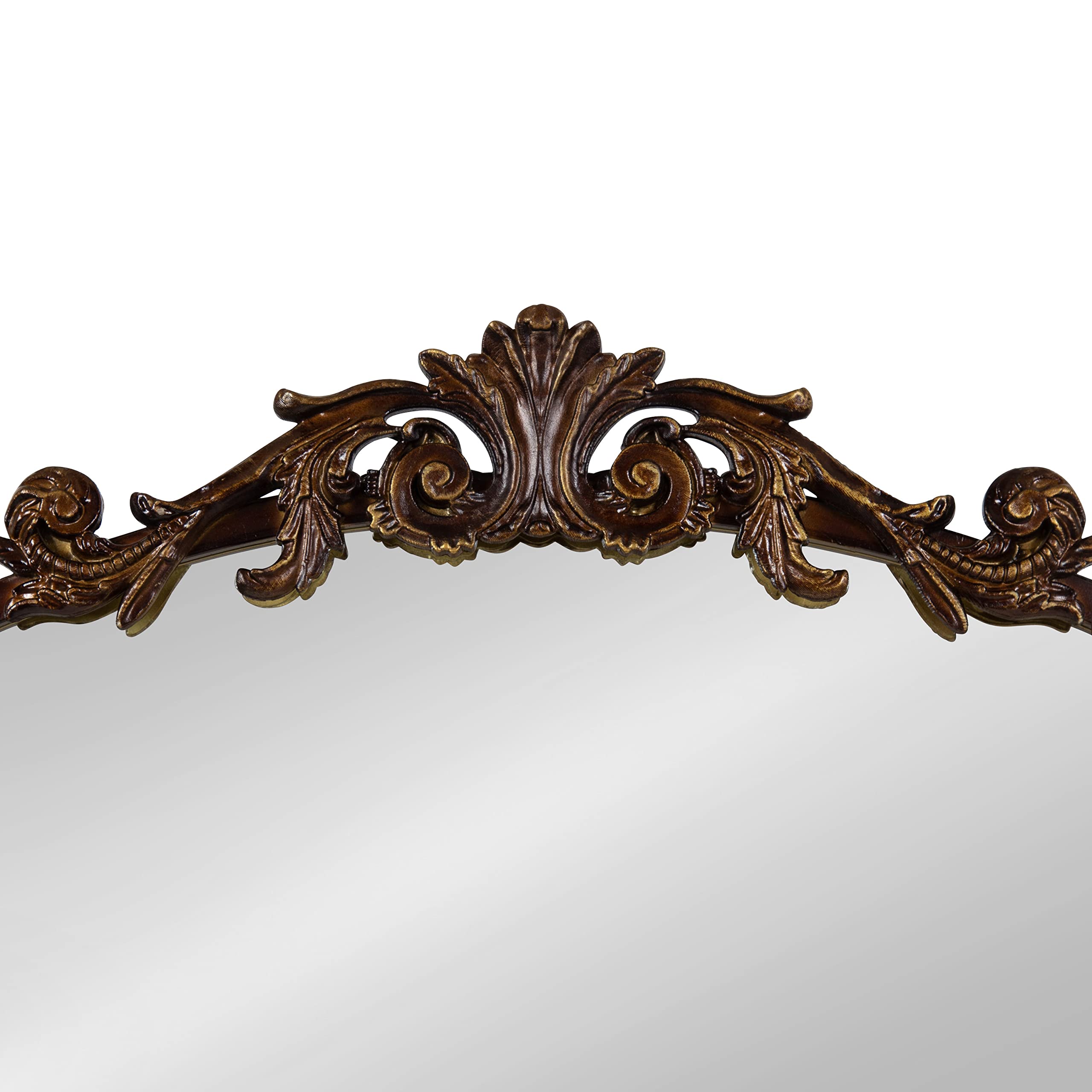 Kate and Laurel Arendahl 24x36 Bronze Ornate Traditional Arched Mirror - Baroque Style Decorative Wall Mirror with Ornamental Crown for Living Room, Bedroom & Entryway Decor